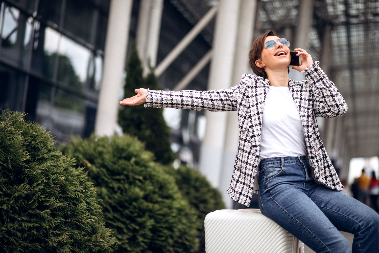 Woman waits at the airport for her mystery flight
