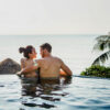 Couples getaway - a couple in the plunge Infiniti pool